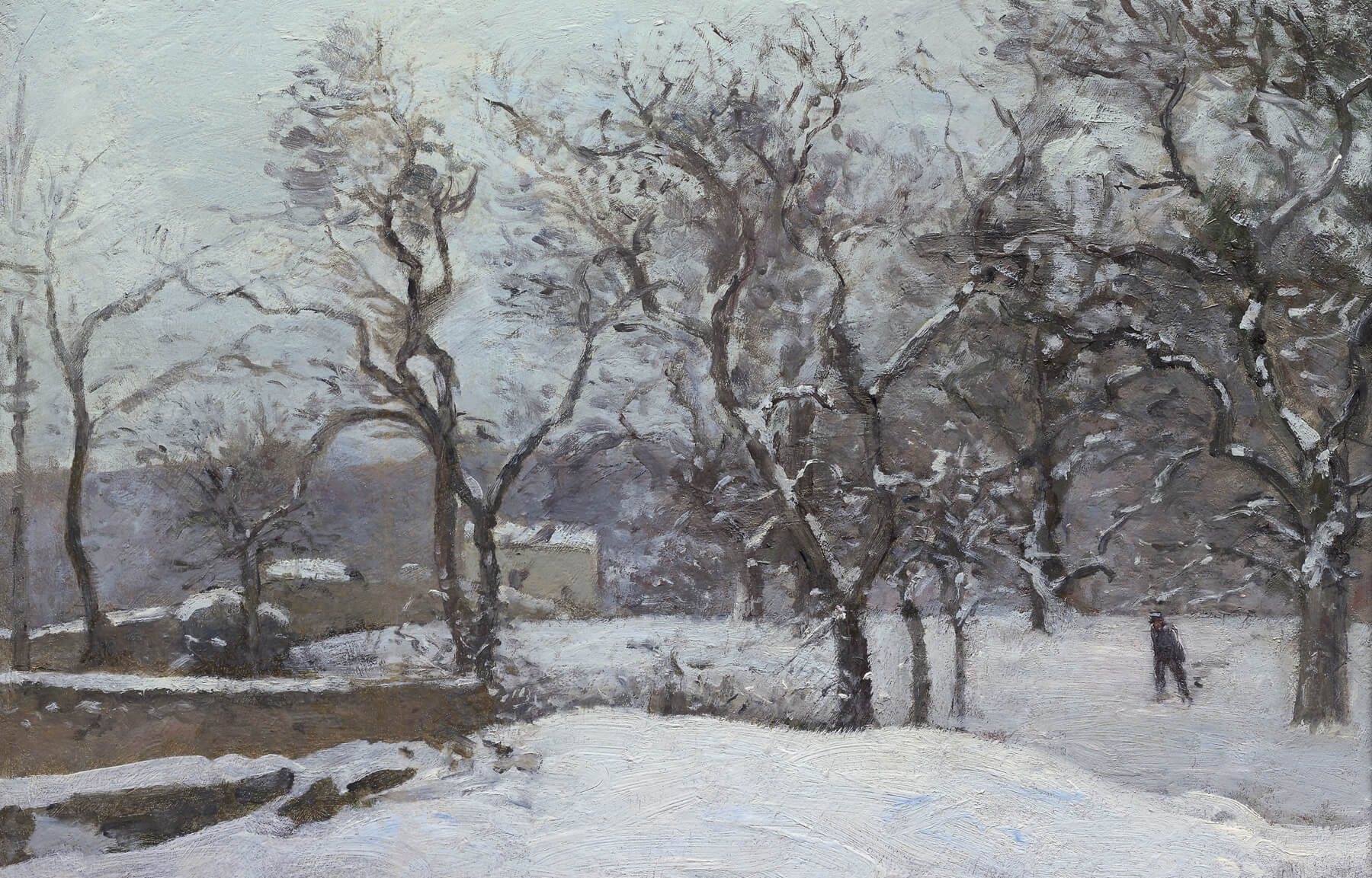 Park des Schlosses Pont unter Schnee, Louveciennes – Camille Pissarro - Image 3