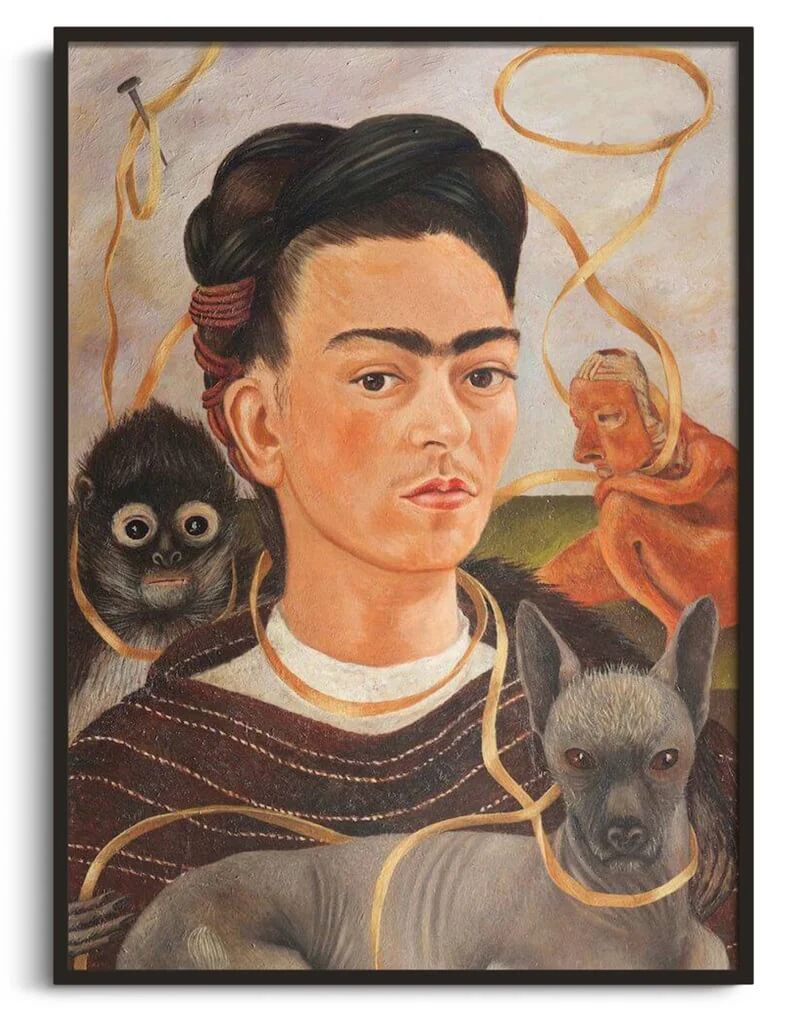 Selbstporträt mit einem kleinen Affen - Frida Kahlo